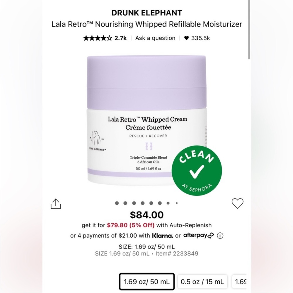 Drunk Elephant Lala Retro Nourishing Whipped Moisturizer - Picture 3 of 7